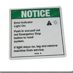 Picture of Decal - Notice Error Light