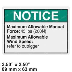 Picture of Decal  - Notice Side Force 45