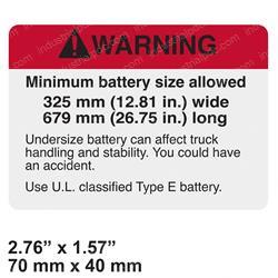 Picture of Decal - Warning Battery Size