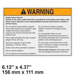Picture of Decal Warning Pipe Cradle Scis