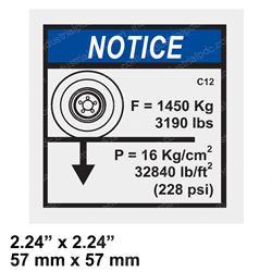 Picture of Decal - Notice F=1450kg/3190lb