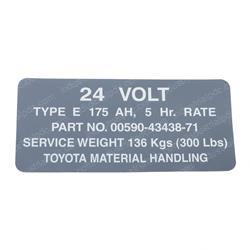 Picture of Decal- 24v Type E 175 Ah, 5hr.