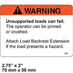 CROWN CR069091 WARNING UNSUPPORTED LOADS