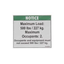 Picture of Decal - Notice Max Load 500 Lbs