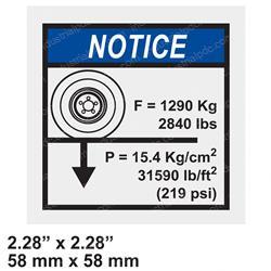 Picture of Decal - Wheel Load F=2840lbs
