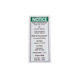 Picture of Decal Notice Deutz Eng Spec