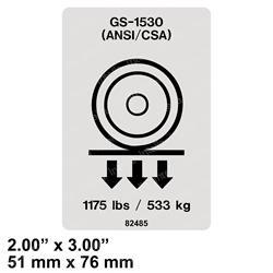 Genie 82485 Decal Label Wheel Load 1530
