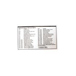 Picture of Decal Label Fault Codes