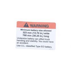 Picture of Warning Battery Size