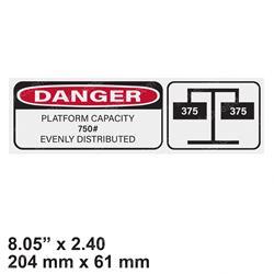 Picture of Decal - Danger Pltfrm Cap. 750