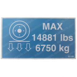 Picture of Decal - Wheel Load Spec