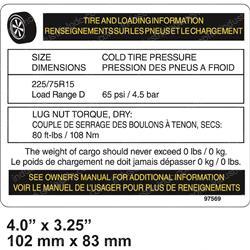 Picture of Decal Notice Tire Specs Tz50