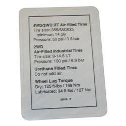 Picture of Decal - Notice Tire Specs