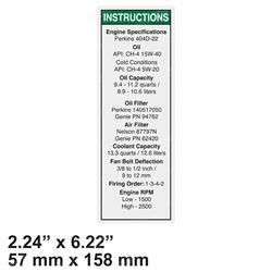 Picture of Decal - Inst Engine Specs