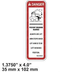 Picture of Decal Danger Lift Arm Stops