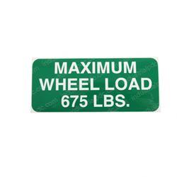 Picture of Decal - Max Wheel Load 675 Lbs.
