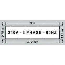 Picture of Decal 240v 3 Phase 60hz