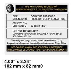 Genie 82491 - decal notice tire specs tz34