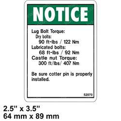 Picture of Decal - Notice Tire Specs