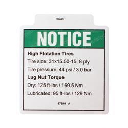 Picture of Decal Notce Hi Float Tires