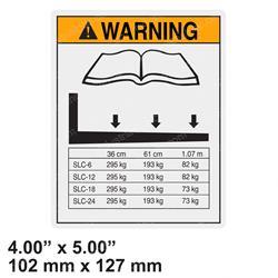 Picture of Decal Warning Load Chart Slc