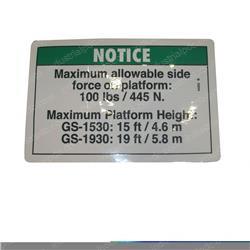 Picture of Decal - Notice Side Force Ansi