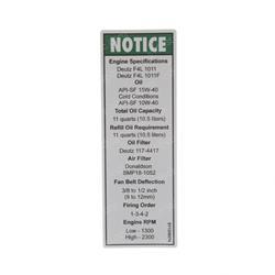 Picture of Decal - Notice Deutz Eng Spec