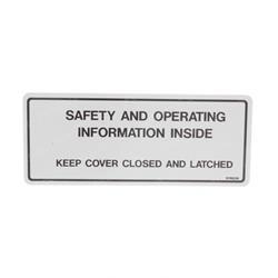 sn0073043 DECAL - OPER. INSTR. ENCLOSED