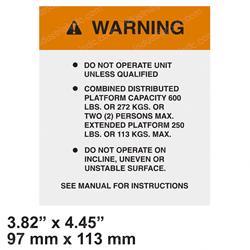 Picture of Decal - Warning Cap. 600lb