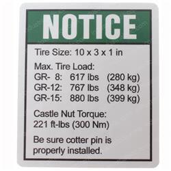Picture of Decal - Tire Specs