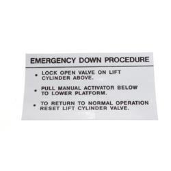 ew1dc18235 DECAL - EMERGENCY DOWN