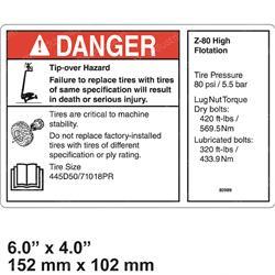 Picture of Decal Danger/Notice Tires Hif