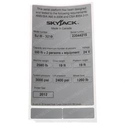 Picture of Serial Number Decal