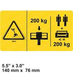 Picture of Decal Danger Max Cap 200kg