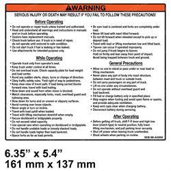 sy1228409 DECAL - OPERATOR INSTRUCTIONS