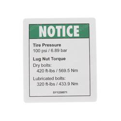 Picture of Decal - Notice Tire Pressure