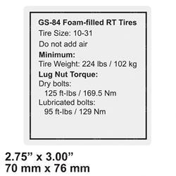 Picture of Decal Notice Tire Specs