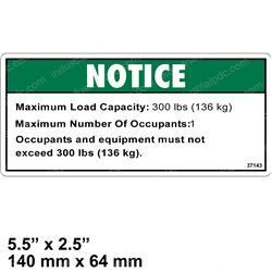 Picture of Decal Notice Load Cap 300