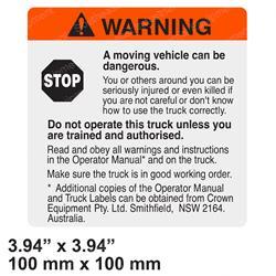 CROWN CR069256 LABEL WARNING