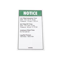 Picture of Decal Notice Tire Pressure