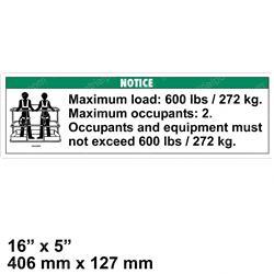 Picture of Decal Notice Max Load 600 Lbs