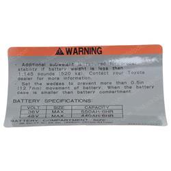 Picture of Plate - Battery Cauti