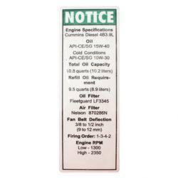 Picture of Decal Notice Cummins Eng Spec
