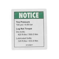 1230071 DECAL - NOTICE TIRE PRESSURE