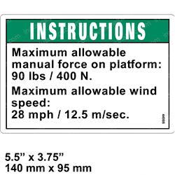 Picture of Decal - Max Force/Wind Speed