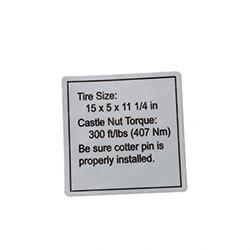 sy28-108244 DECAL - TIRE SIZE TORQUE SPECS