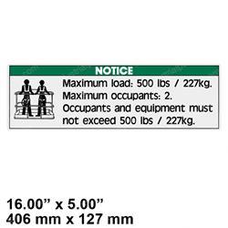 Picture of Decal - Notice Max Load 500 Lbs