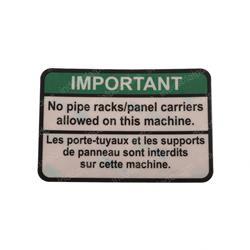 Picture of Decal-No Pipe Racks Allowed