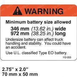 Picture of Warning Battery Size