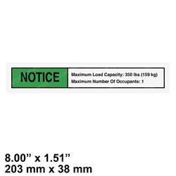 Picture of Decal Notice Max.cap.350 Lbs
